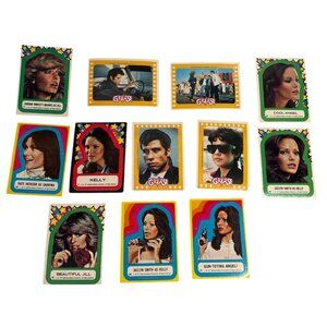 Charlies Angels & Grease Trading Card Sticker Set Vintage 1977 Lot of 12
